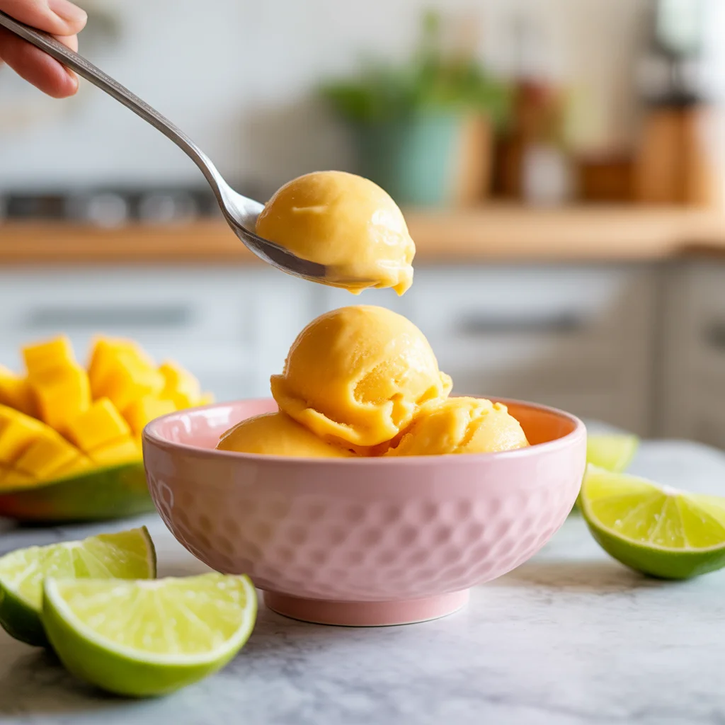 Refreshing 5-Minute Mango-Lime Sorbet