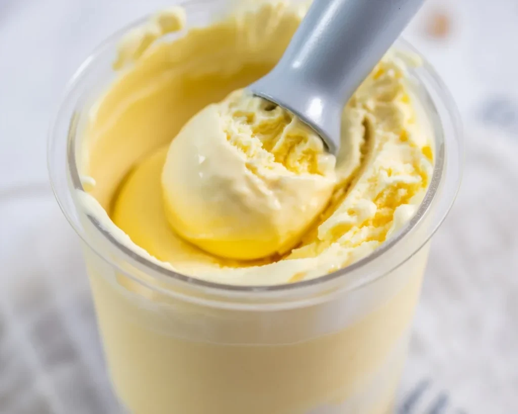 Delicious Ninja Creami Eggnog Ice Cream topped with nutmeg and cinnamon.