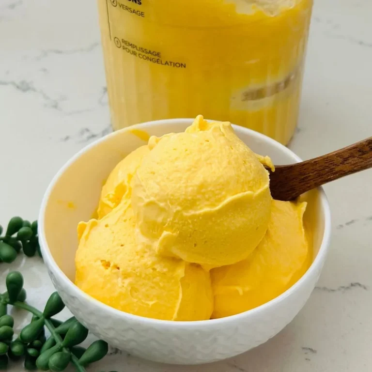 Delicious homemade Mango Ice Cream created with Ninja Creami
