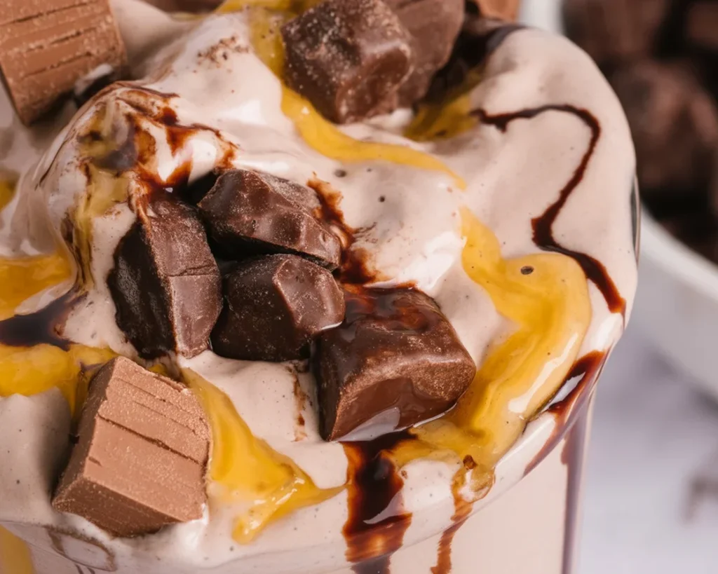 Ninja Creami protein shake transformed into ice cream with added cocoa powder.