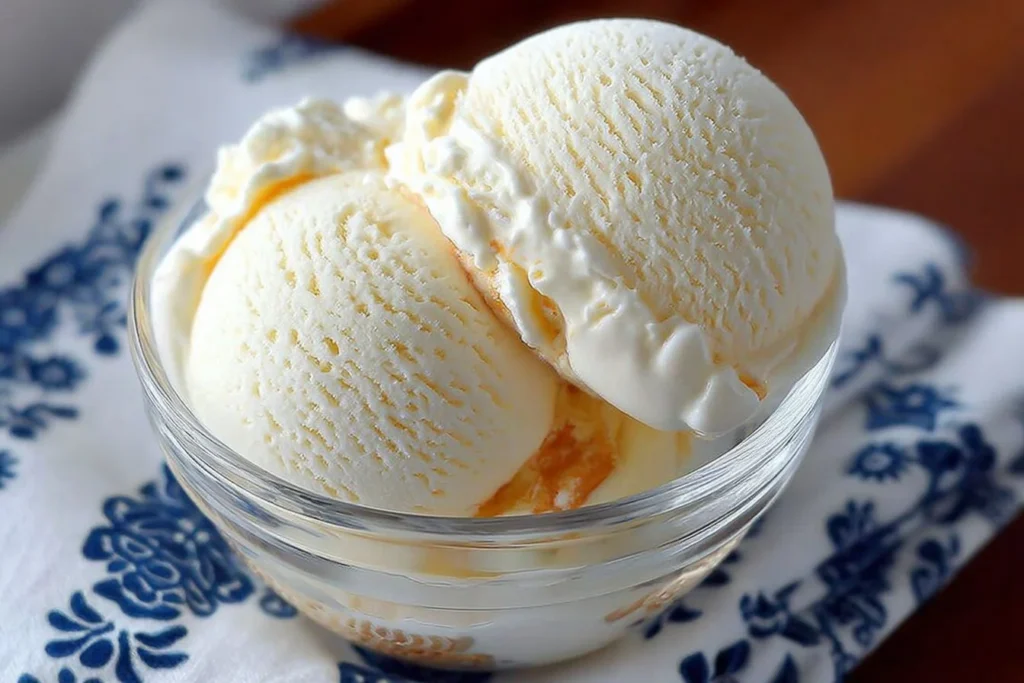 Delicious Ninja Creami sugar free vanilla ice cream served in a bowl