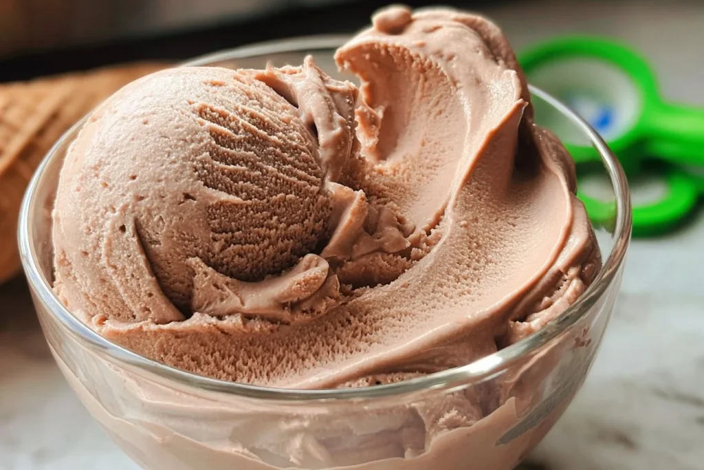 Homemade MILO Chocolate Malt Ice Cream made with Ninja Creami.