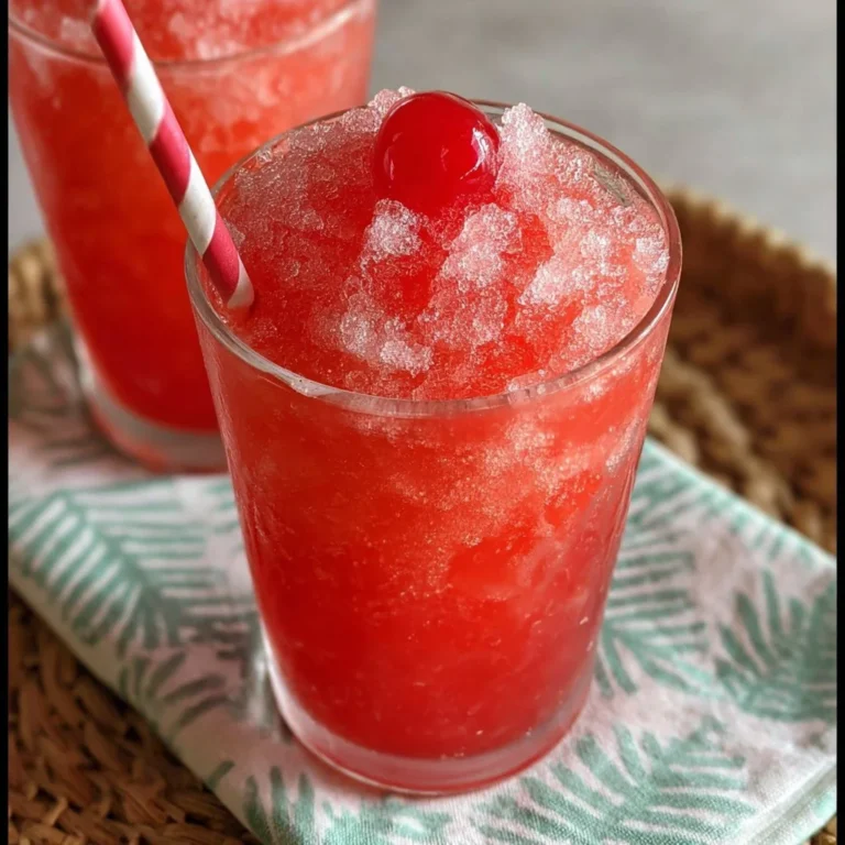 Ninja Slushi Shirley Temple Slush drink recipe with colorful garnishes