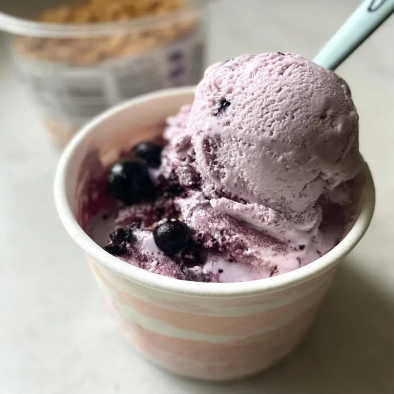 Creamy blueberry cheesecake ice cream