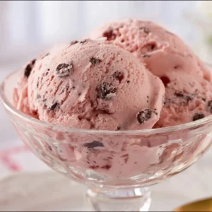 Delicious Ninja Creami Cherry Chocolate Ice Cream in a bowl topped with cherries