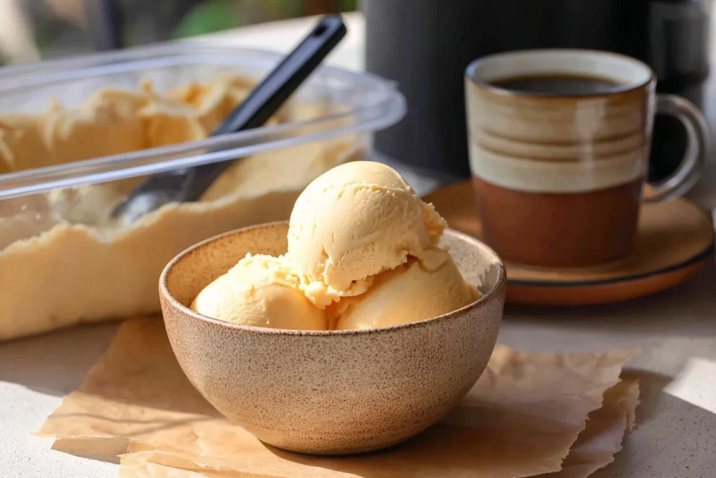 Sugar Free London Fog Ice Cream with earl grey and vanilla flavors
