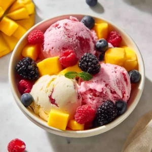 Homemade Ninja Creami Sorbet made with fresh frozen fruit