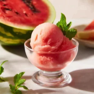 Refreshing homemade watermelon sorbet made using Ninja Creami.