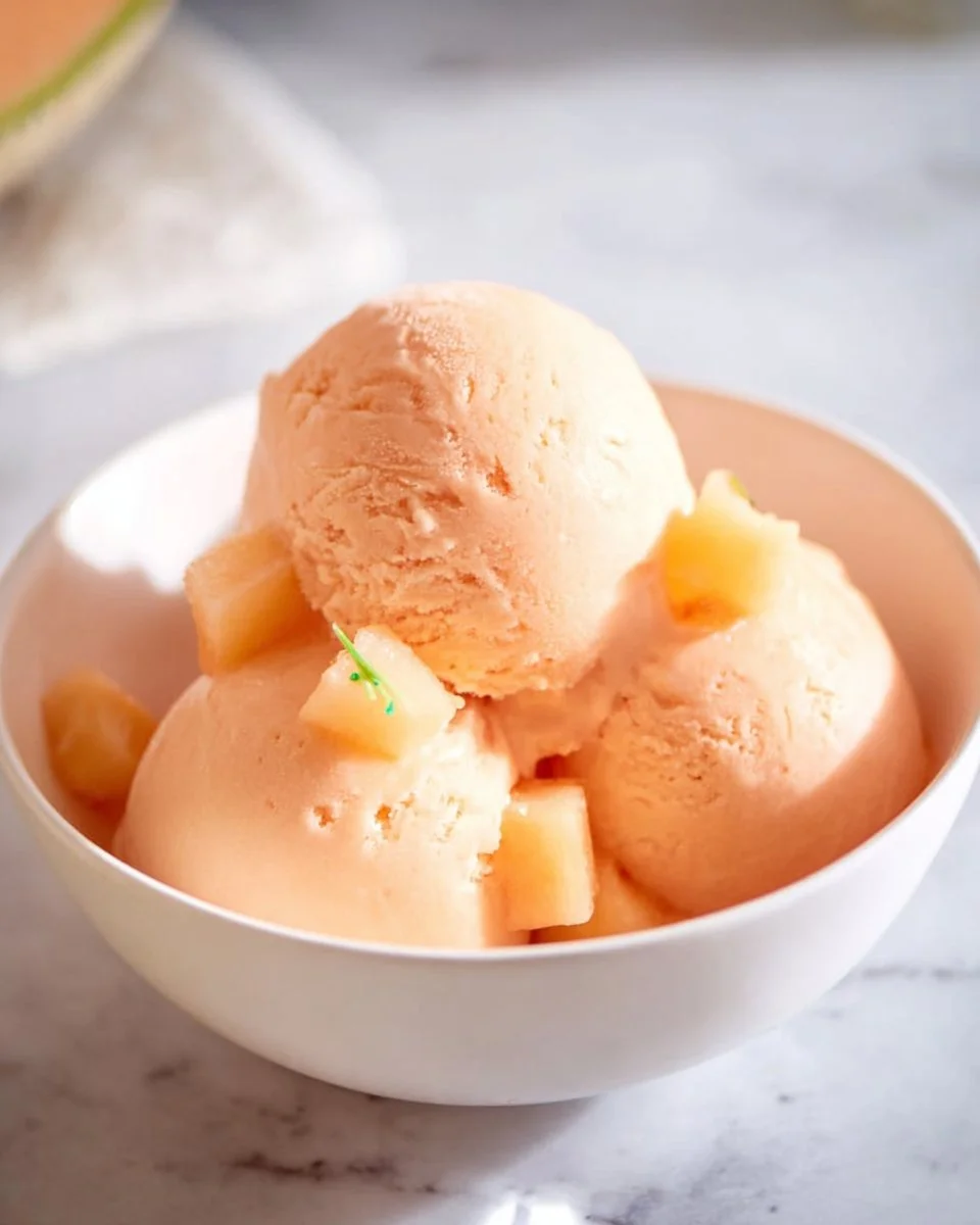 Low-Calorie Cantaloupe Frozen Yogurt