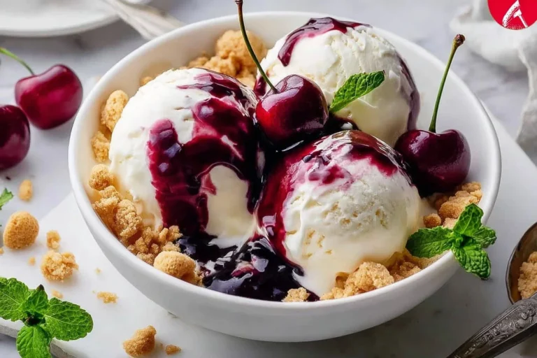 Delicious homemade Cherry Pie Ice Cream made in a Ninja Creami.