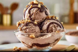 Homemade chocolate malt ice cream made with Ninja Creami