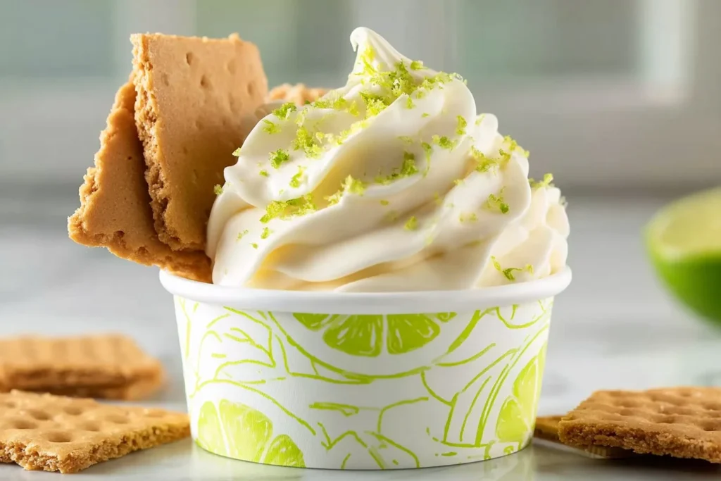 Homemade key lime pie gelato made using Ninja Creami ice cream maker.