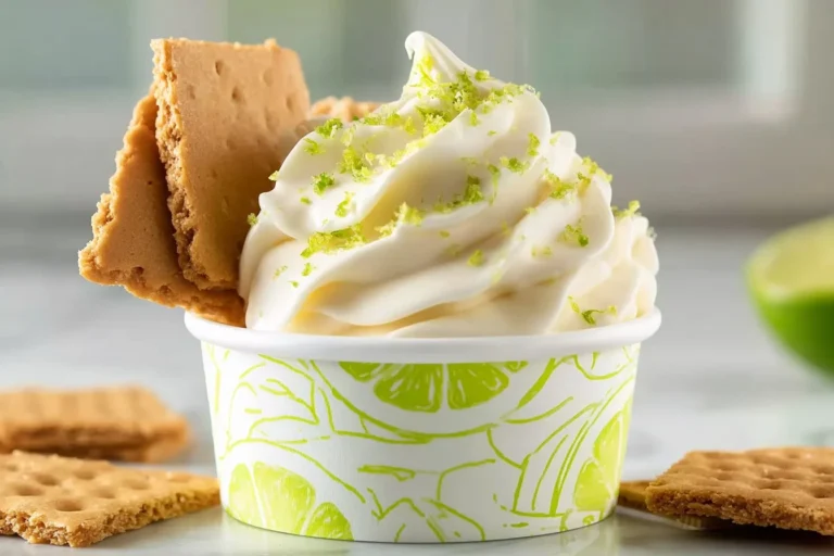 Homemade key lime pie gelato made using Ninja Creami ice cream maker.