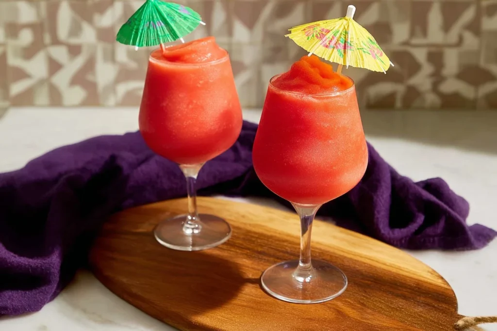 Ninja Rum Punch Slushi served in a colorful glass with vibrant fruits