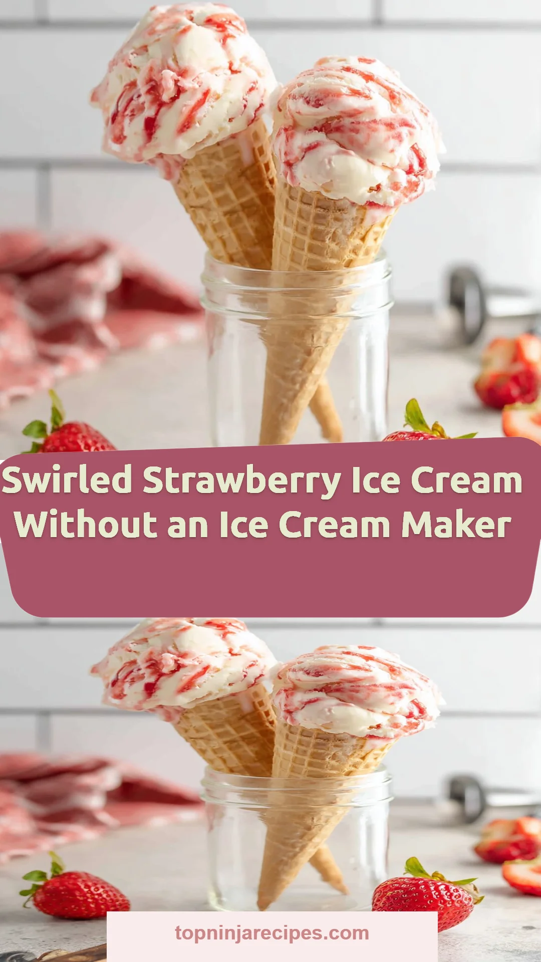 Swirled Strawberry Ice Cream Without an Ice Cream Maker