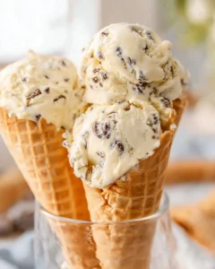 Homemade vanilla ice cream with chocolate chips without an ice cream maker