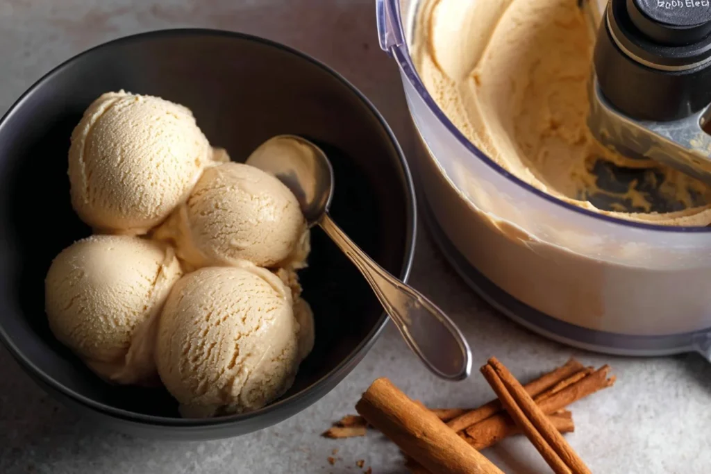 Chickpea Ice Cream with Cinnamon Roll flavor made in Ninja Creami