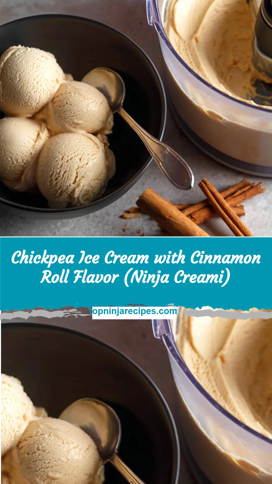 Chickpea Ice Cream with Cinnamon Roll Flavor (Ninja Creami)