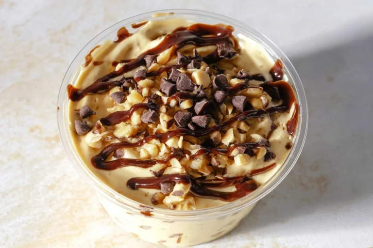 Chunky Monkey high-protein ice cream topped with bananas and nuts