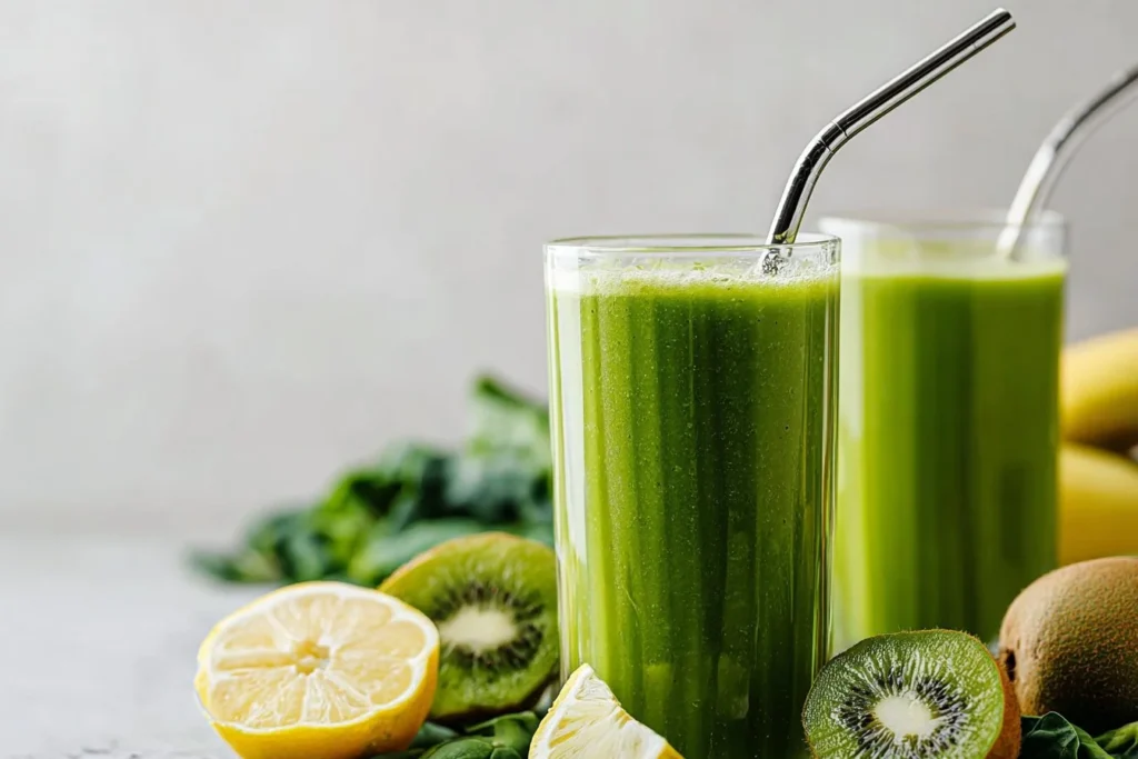 Green Power Smoothie made with healthy ingredients for a nutritious drink