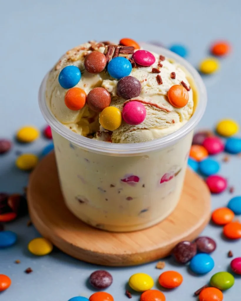 Protein Ice Cream made with Smarties using Ninja Creami.