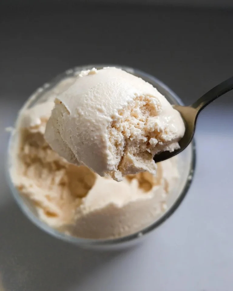 Creamy protein vanilla ice cream made without dairy in a Ninja Creami