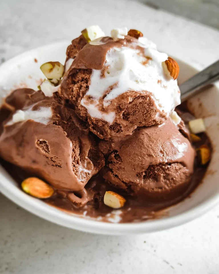 Bowl of Rocky Road Protein Ice Cream with nuts and marshmallows