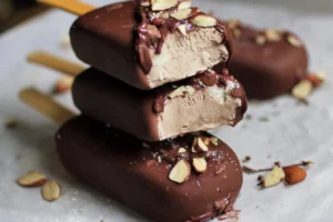 Vegan Almond Magnum ice cream bars with delicious almond coating and rich chocolate